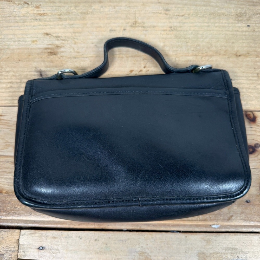 Croft & Barrow Y2K Soft Black Leather Turnlock Crossbody Top Handle Bag - Picture 7 of 14